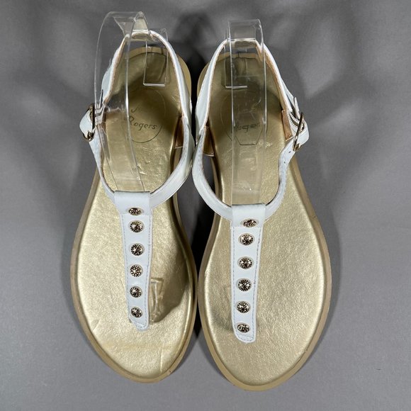 Jack Rodgers Sandals Gold Accents White Straps‎ Size 7M - Picture 3 of 15